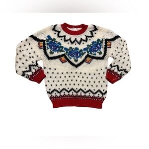 Vintage 80s IVY Sweater SMALL Hand Knit Chunky Pullover
